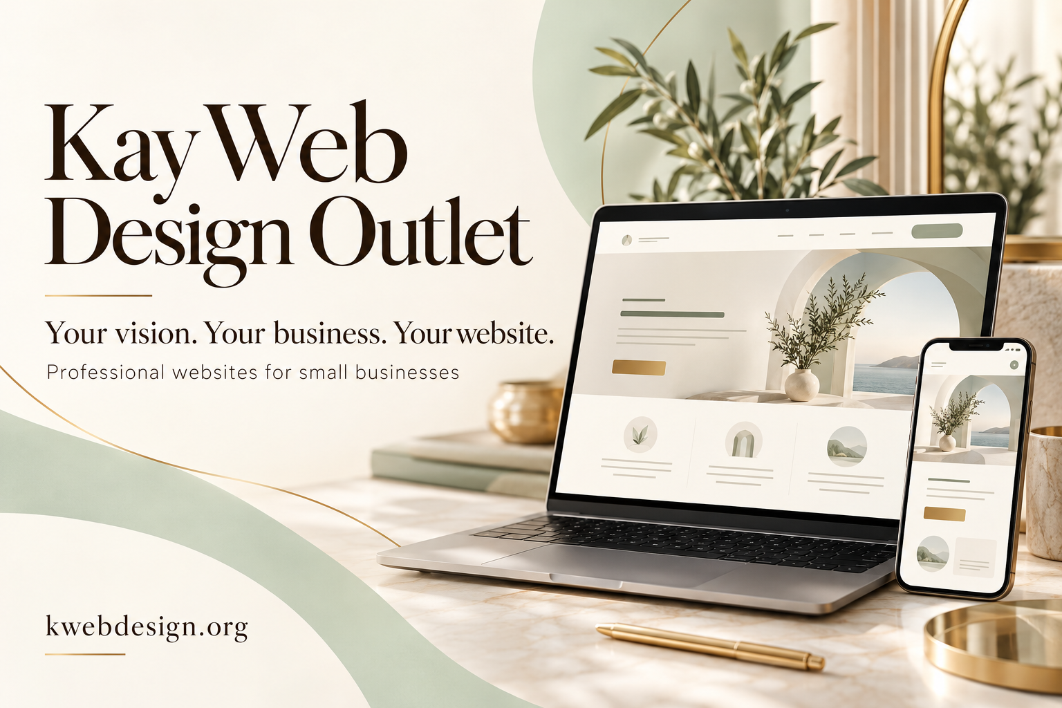 Kay Web Design Outlet cover image showing a laptop and phone with an elegant website design
